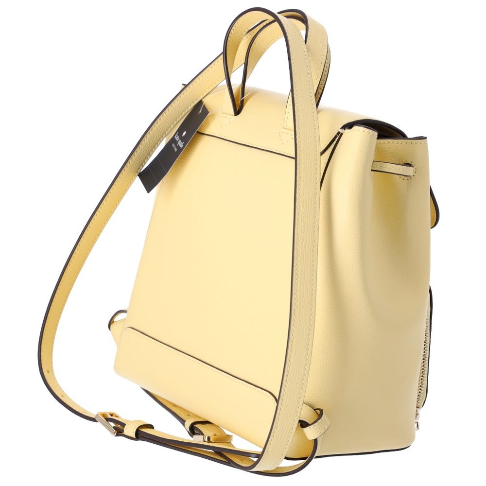 Kate Spade Grain Leather Medium Flap Backpack Butter Yellow - Picture 9 of 11